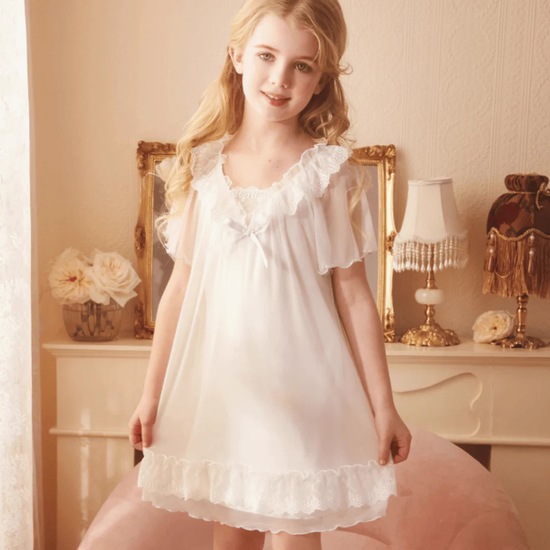 Girls' Princess Ice Silk Nightgown - Image 6