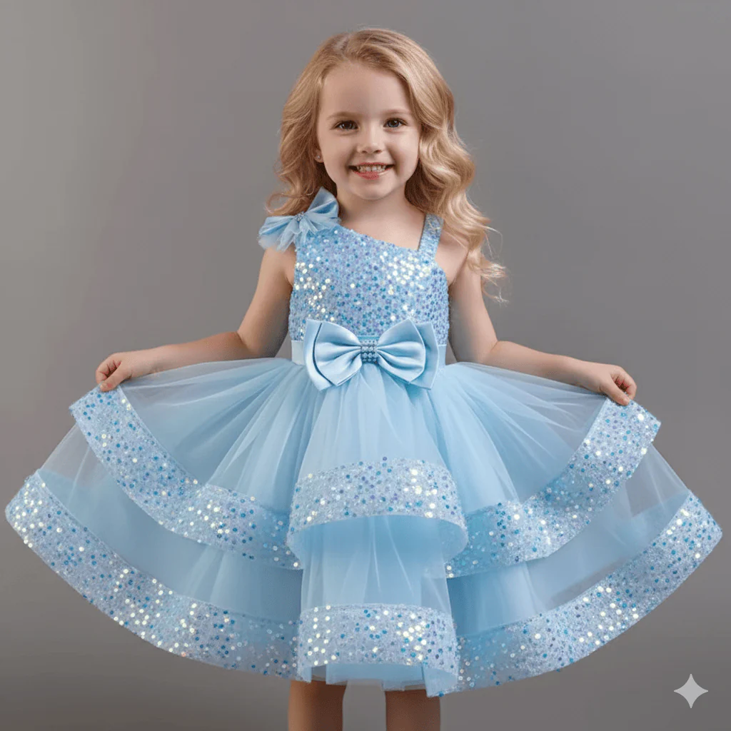 Girls' Sequin & Tulle Princess Dress - Image 3