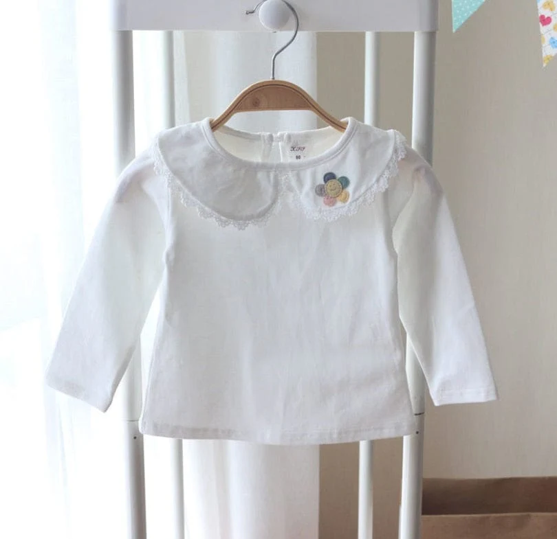 Girls White Lace Collar Long Sleeve Shirt - Image 4