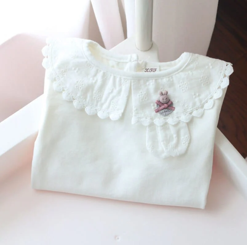 Girls White Lace Collar Long Sleeve Shirt - Image 5