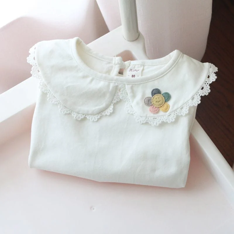 Girls White Lace Collar Long Sleeve Shirt - Image 6