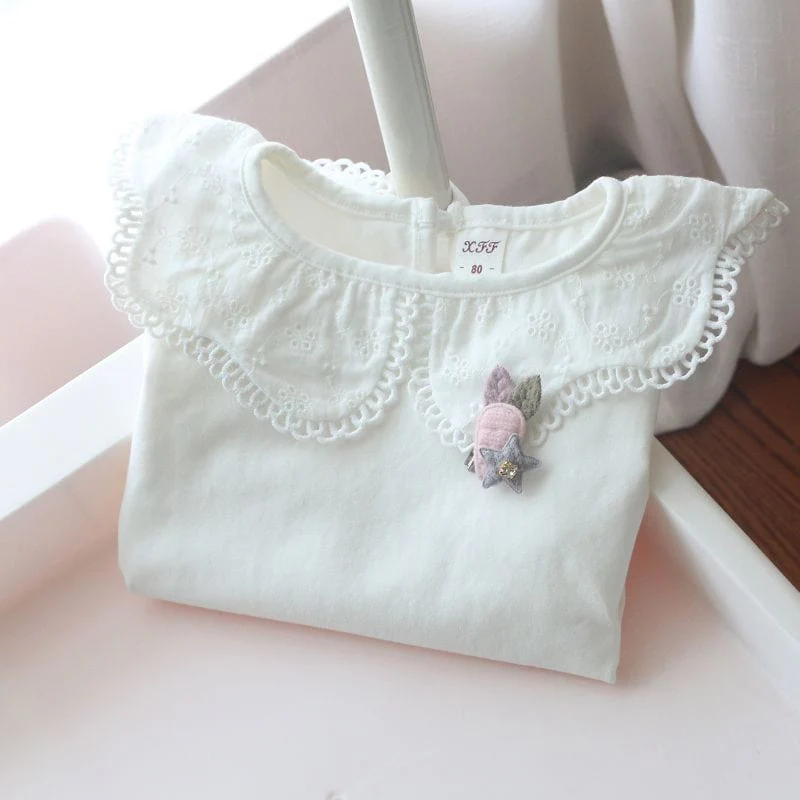 Girls White Lace Collar Long Sleeve Shirt - Image 7
