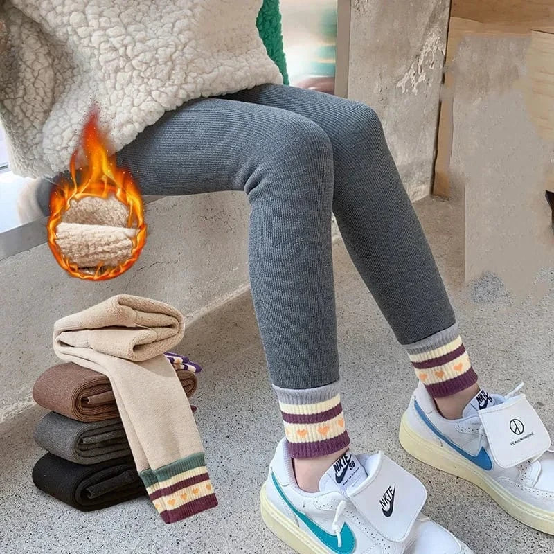 Girls’ Winter Warm Stripe Leggings - Image 5