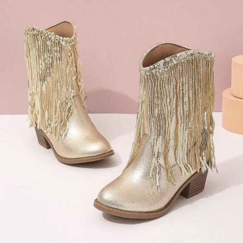 Golden Girl Fringe Cowboy Boots - Image 2