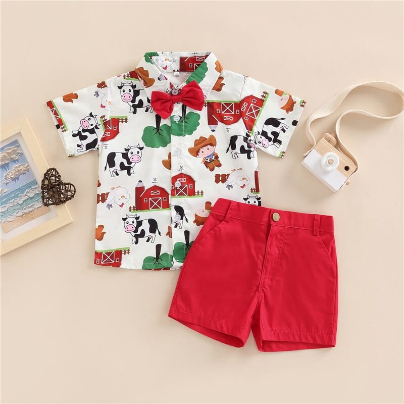 Graphic Animal Boy Outfit with Bowtie - Image 4