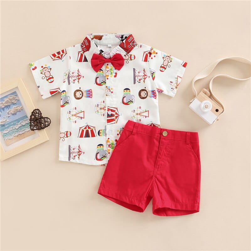 Graphic Animal Boy Outfit with Bowtie - Image 7