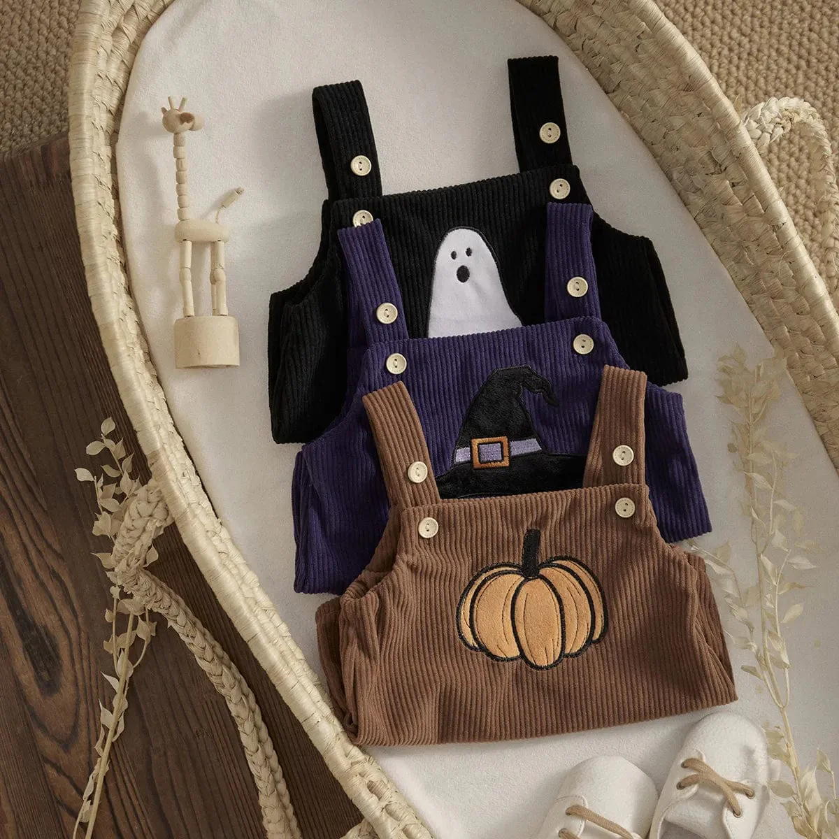 Halloween Print Corduroy Overalls - Image 3