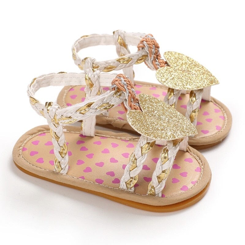Heart Decor Braided Detail Girl Sandals - Image 9