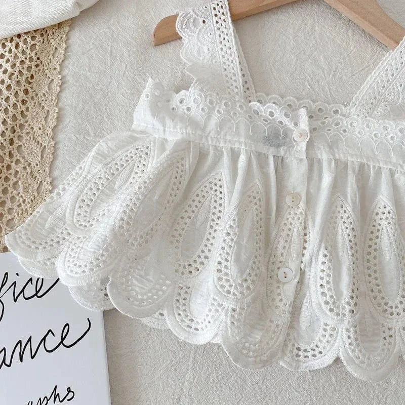 Girl Lace Crop Top & Denim Shorts Set - Image 4