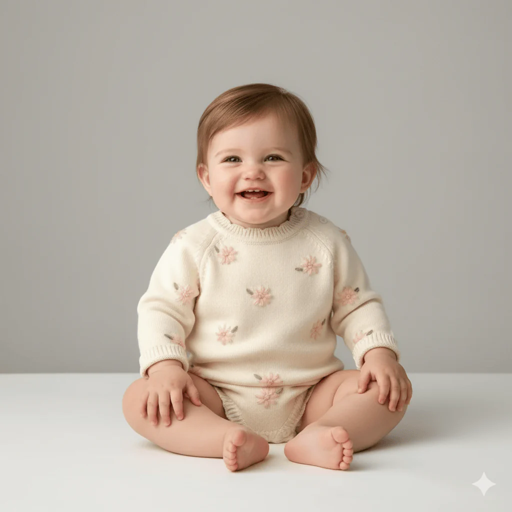 In Full Bloom Floral Embroidered Knit Romper - Image 2