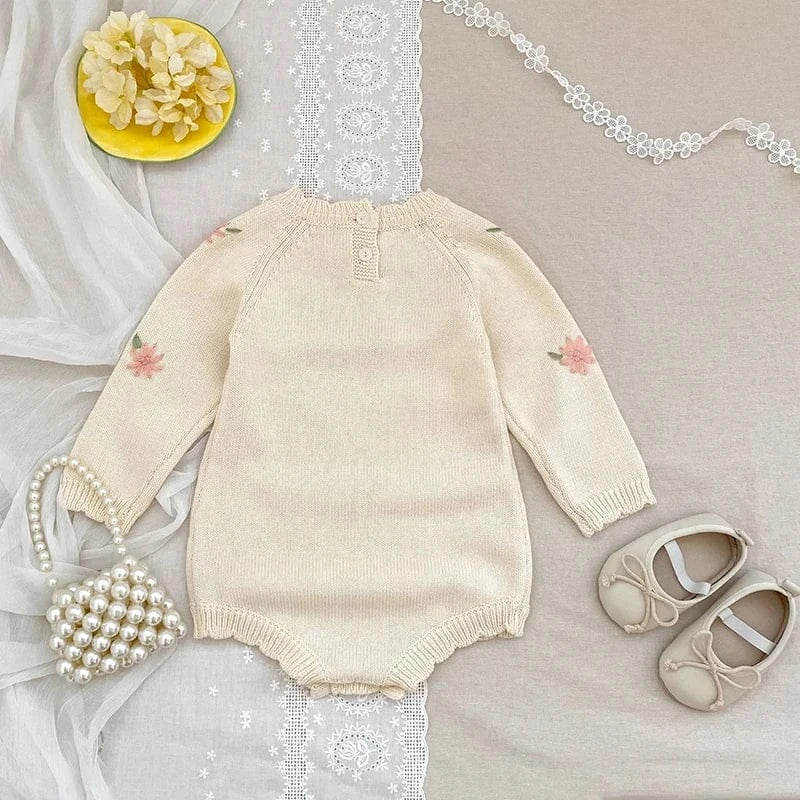 In Full Bloom Floral Embroidered Knit Romper - Image 5