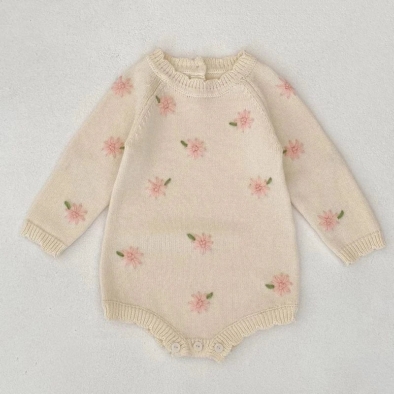 In Full Bloom Floral Embroidered Knit Romper - Image 6