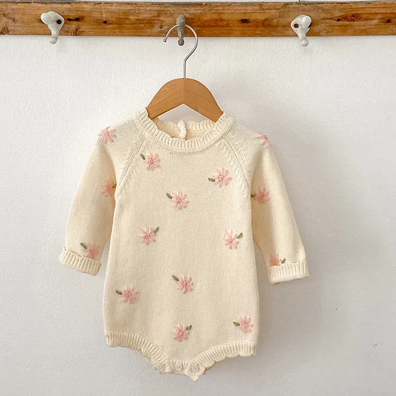In Full Bloom Floral Embroidered Knit Romper - Image 7