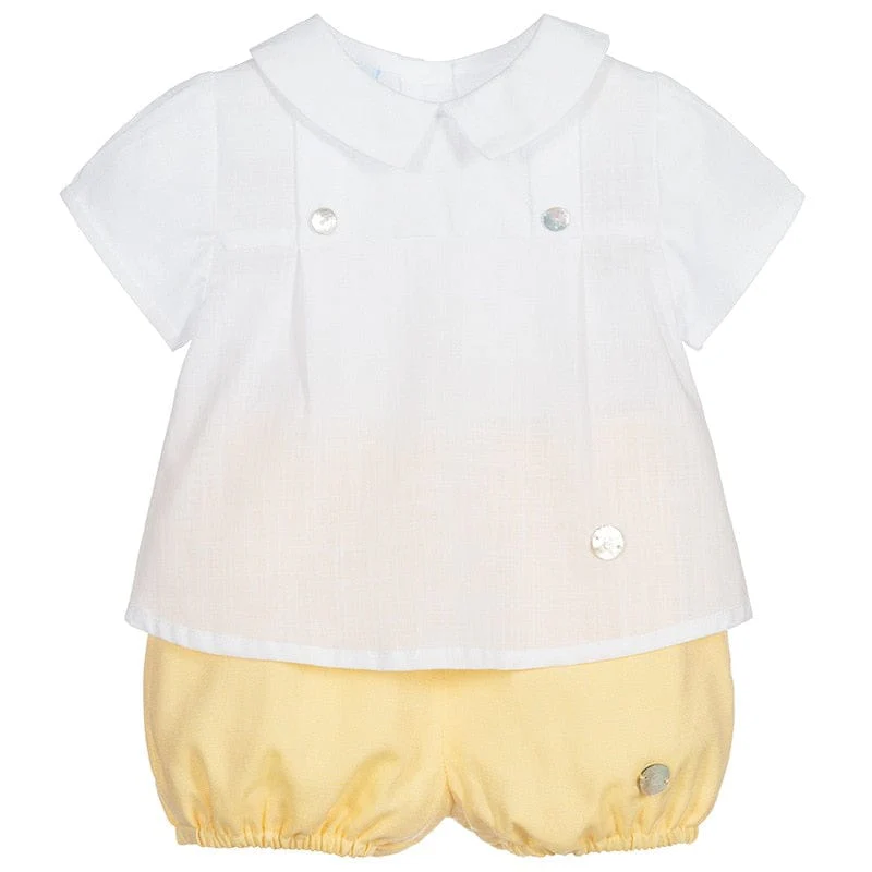 Ivory and Yellow Baby Shorts Outfit - Image 2