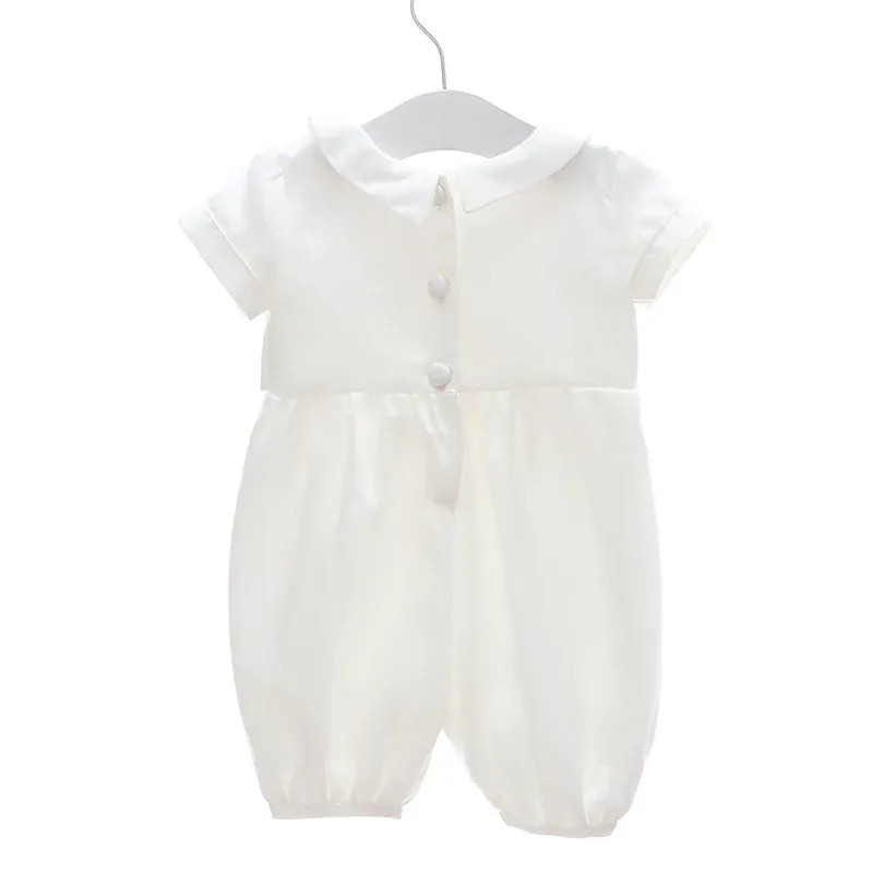 Ivory Baby Baptism Jumpsuit with Hat - Image 7