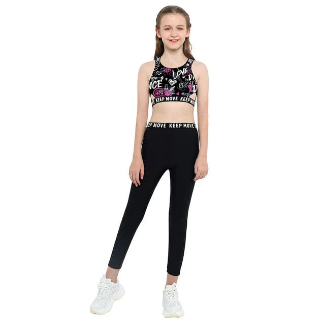 Girl Crop Tank Top with Leggings Set - Image 12