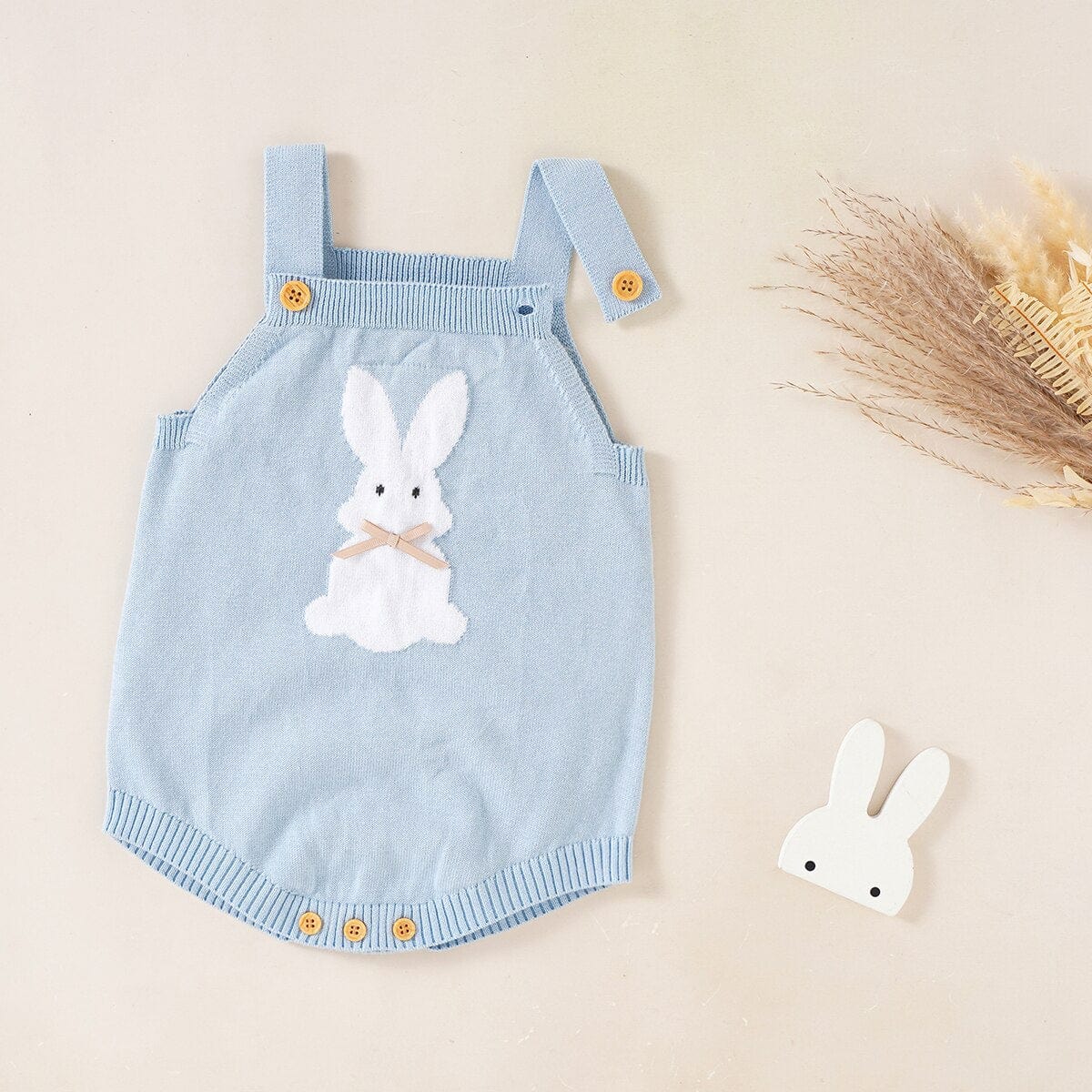 Knit Bunny Baby Overall with Bow - Image 7