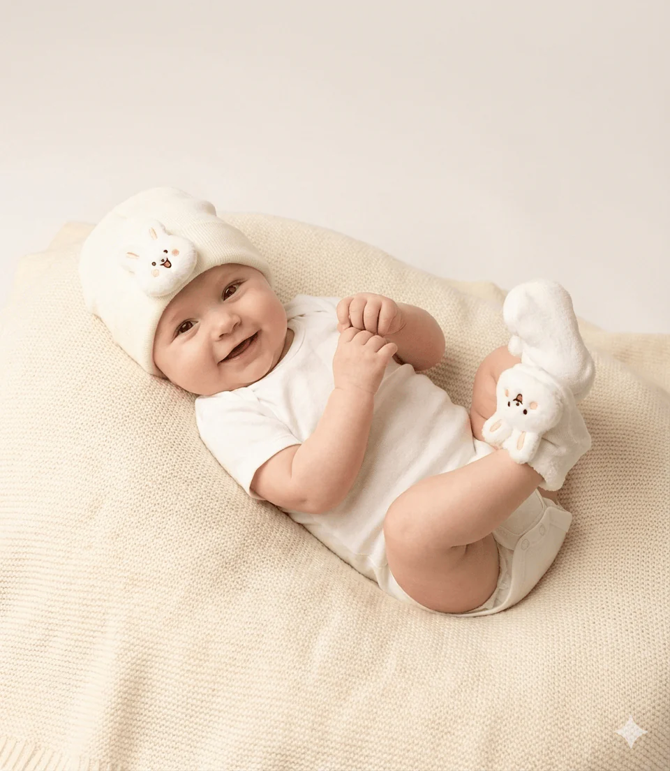 Knitted Beanie & Sock Set for Newborns - Image 4
