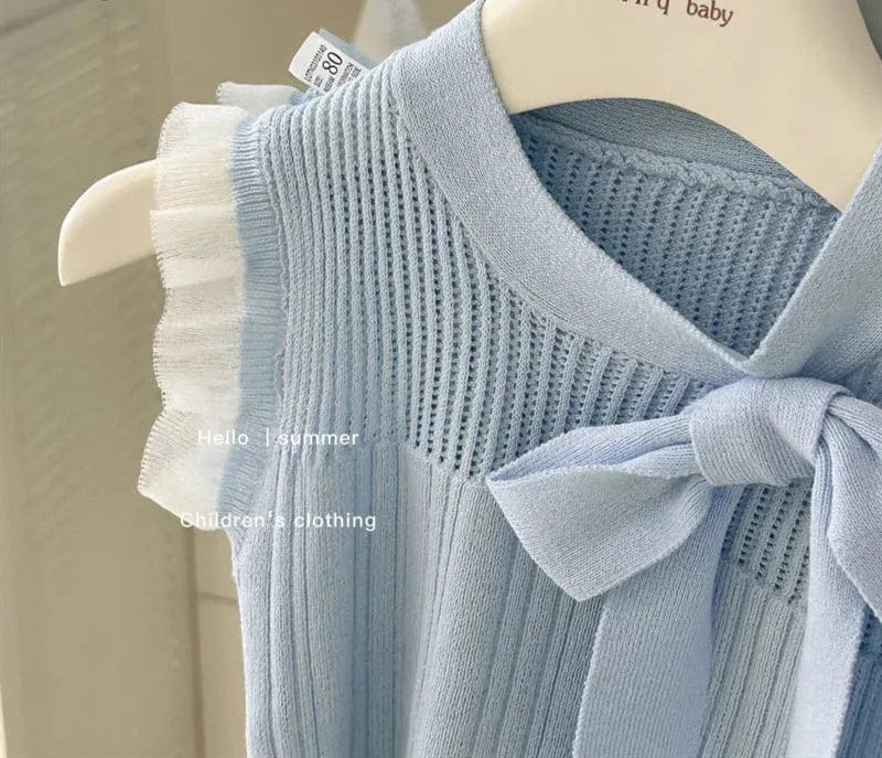 Knitted Bow Top and Ruffle Skirt Set - Image 3