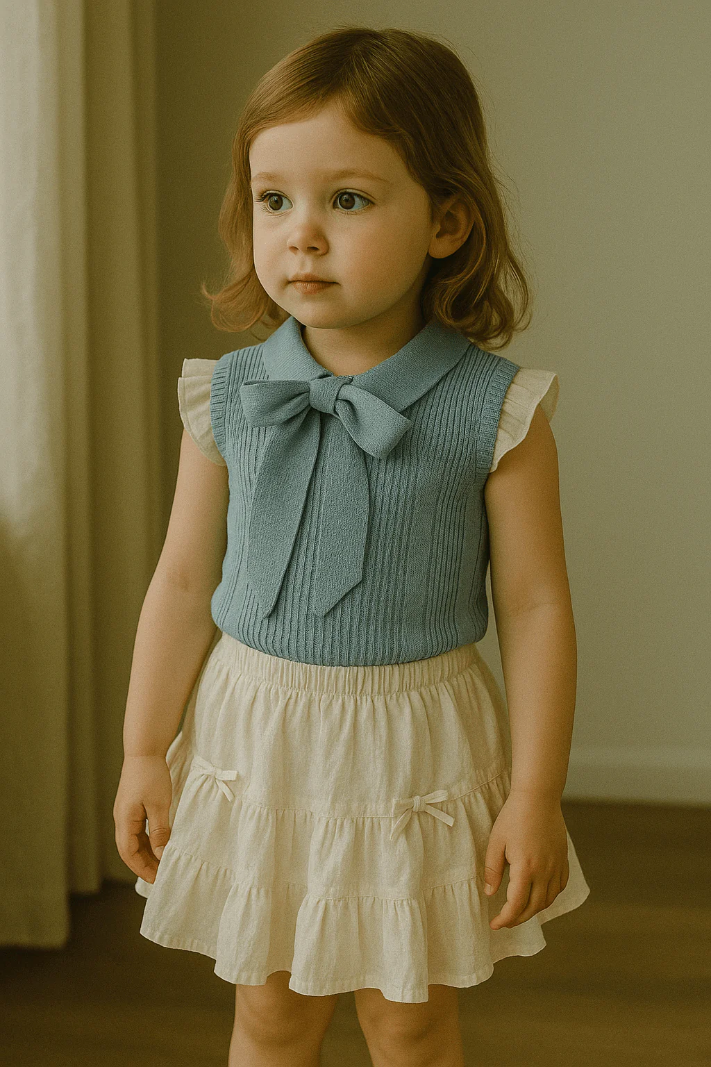 Knitted Bow Top and Ruffle Skirt Set - Image 9