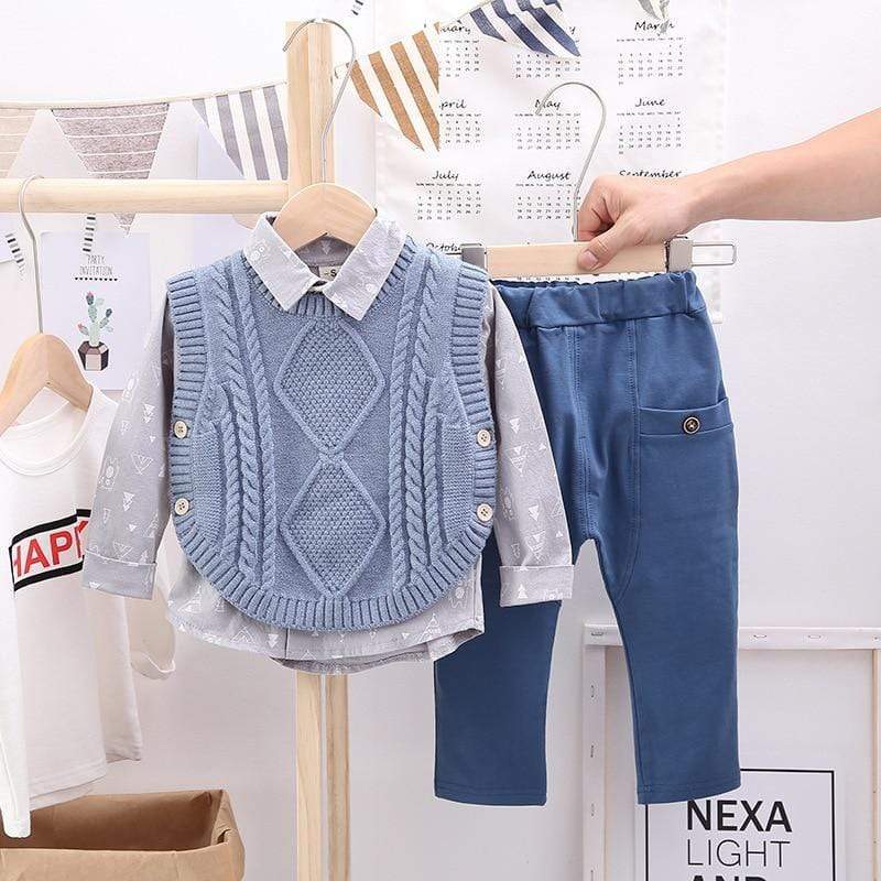 Knitted Sweater Vest Boy Outfit - Image 4