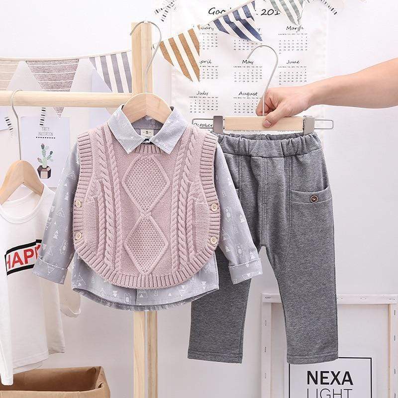 Knitted Sweater Vest Boy Outfit - Image 5