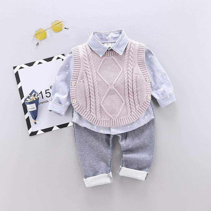 Knitted Sweater Vest Boy Outfit - Image 7