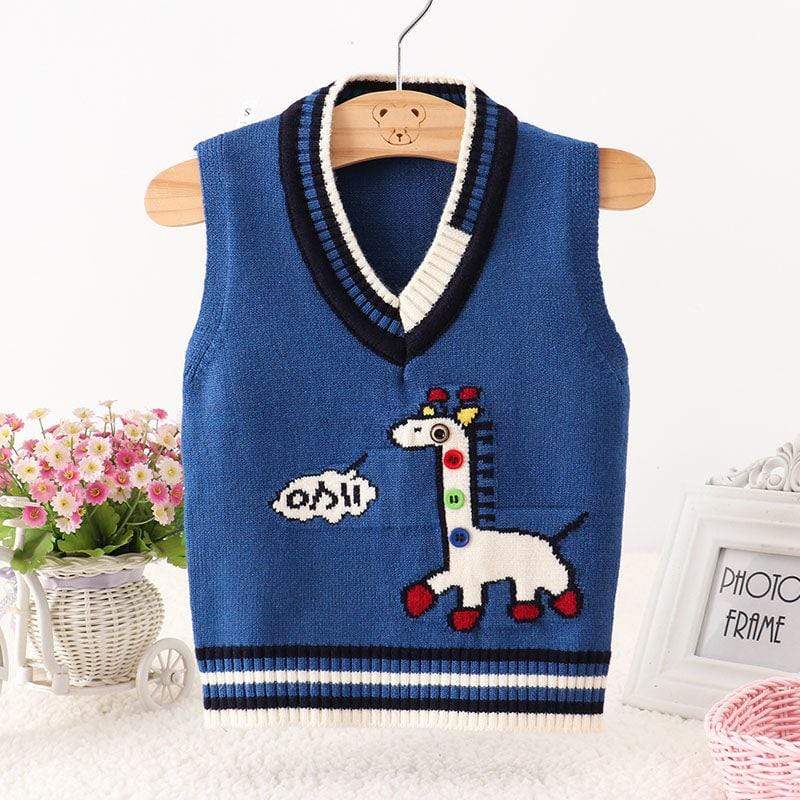 Kids Giraffe Print Sweater Vest - Image 2