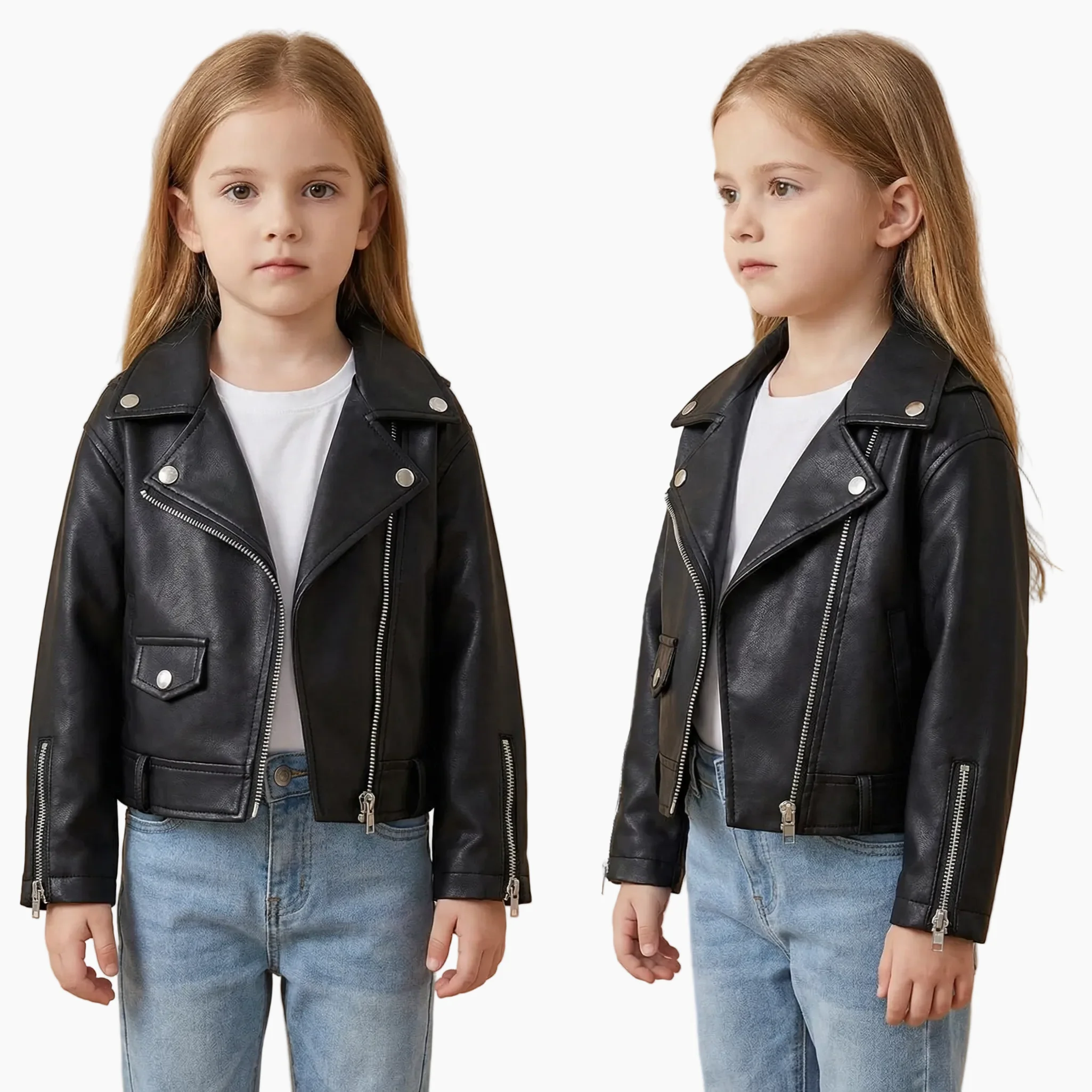 Girls' Faux Leather Moto Jacket