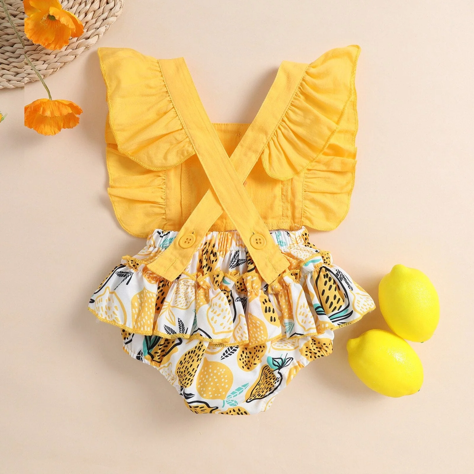 Lemon Print Baby Romper - Image 3