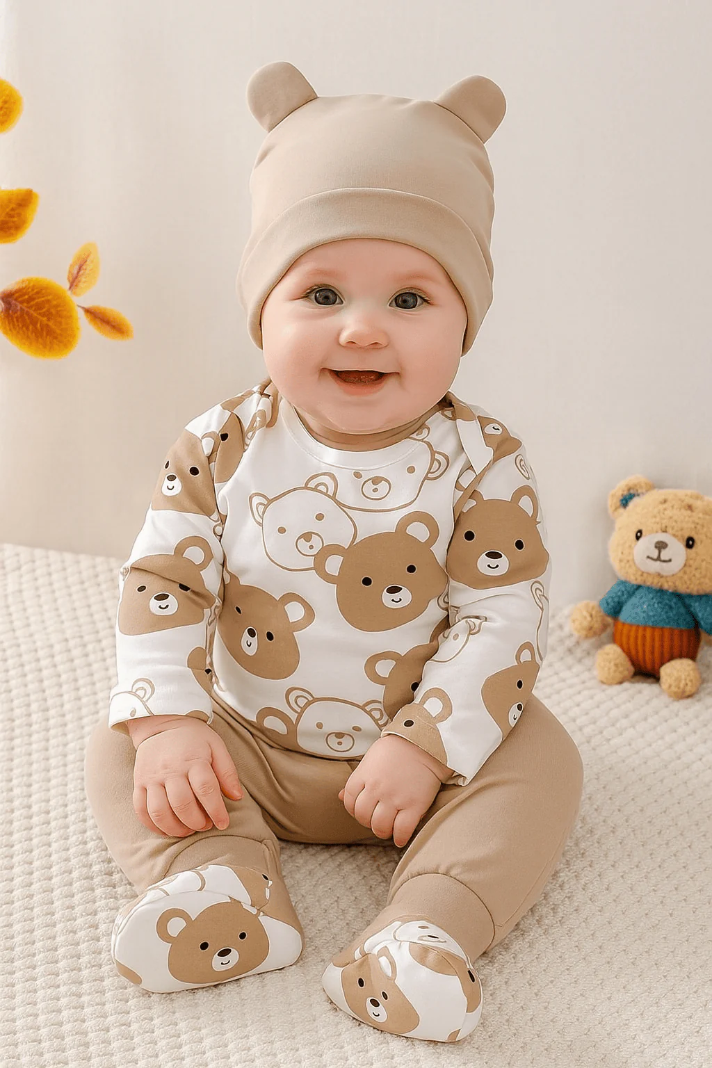 Long Sleeve Bear Baby Bodysuit Set - Image 11