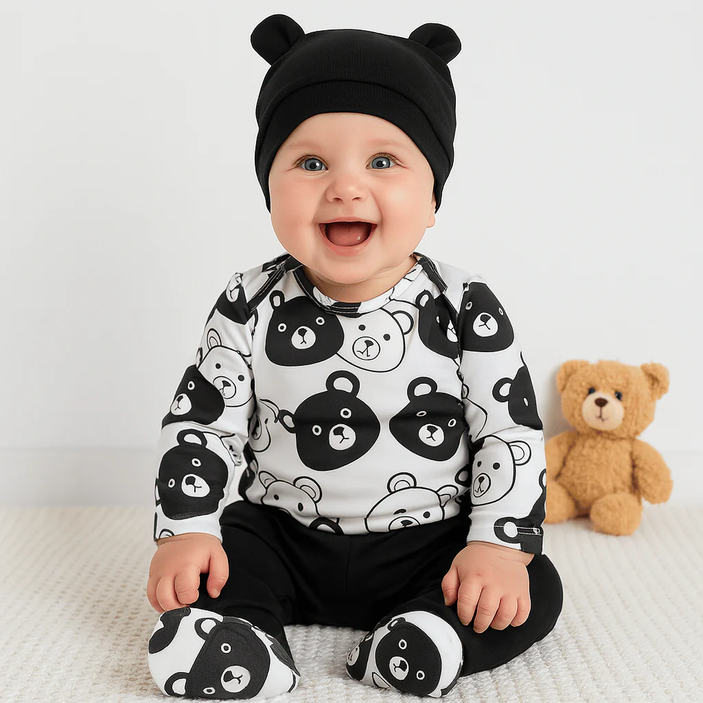 Long Sleeve Bear Baby Bodysuit Set - Image 13