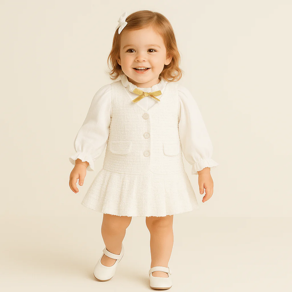 Girls Elegant Tweed Dress Set - Image 2