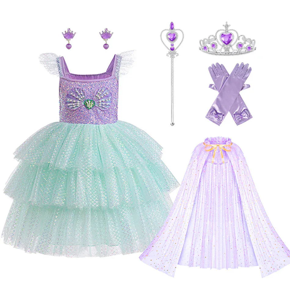 Mermaid Princess Sequin Dress for Girls - Image 15