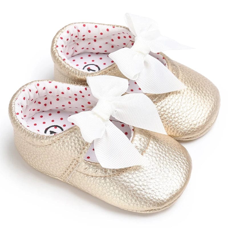 Metallic Bow Decorated Baby Girl Flats - Image 17