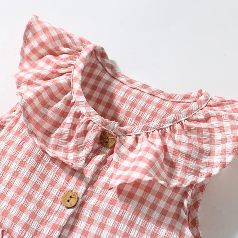 Mushroom Embroidered Plaid Sleeveless Dress - Image 4