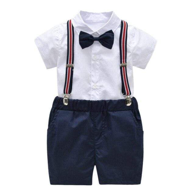 Navy Blue Suspender Shorts Outfit - Image 3