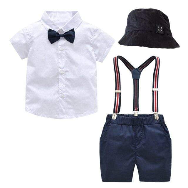 Navy Blue Suspender Shorts Outfit - Image 4