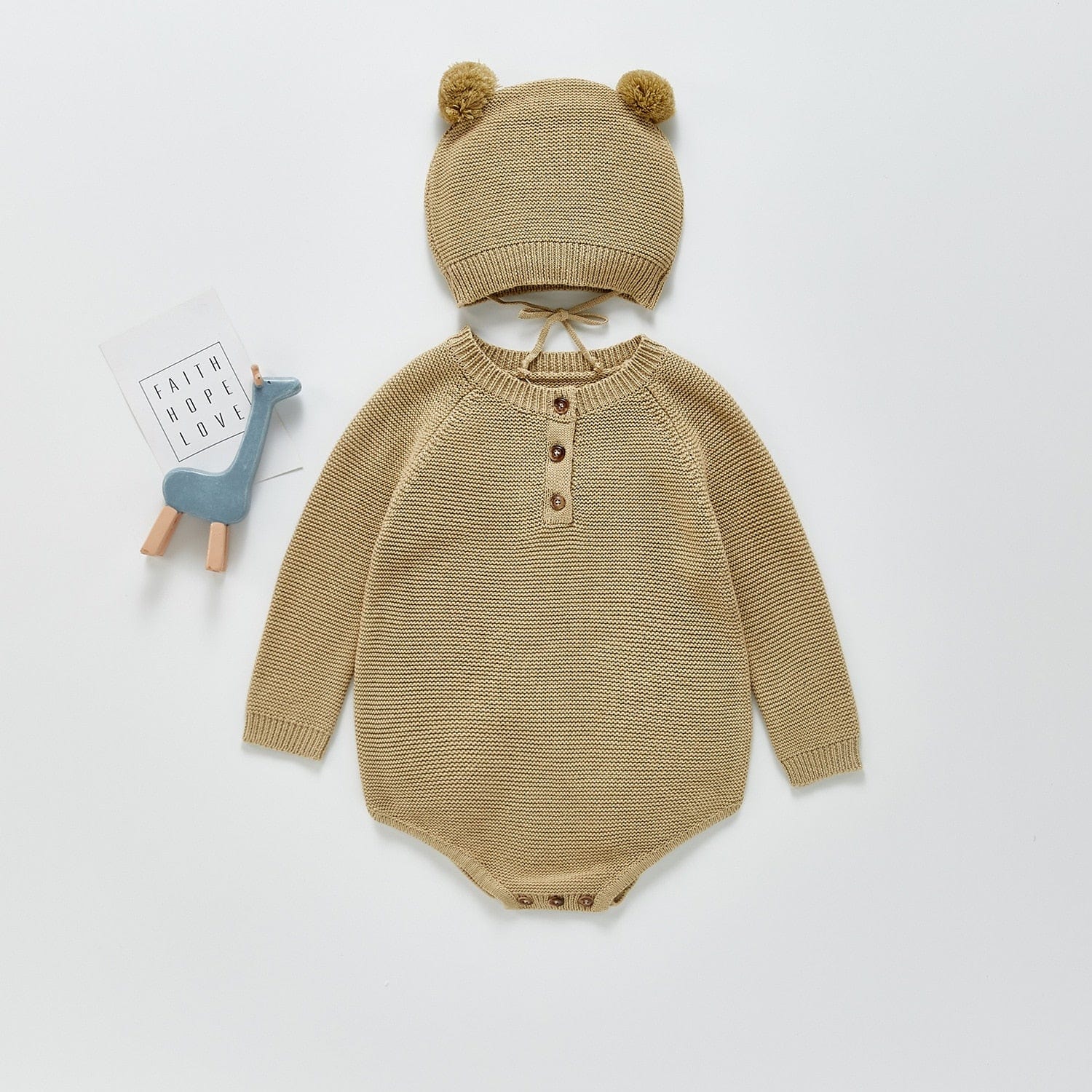 Neutral Color Baby Knit Romper - Image 6