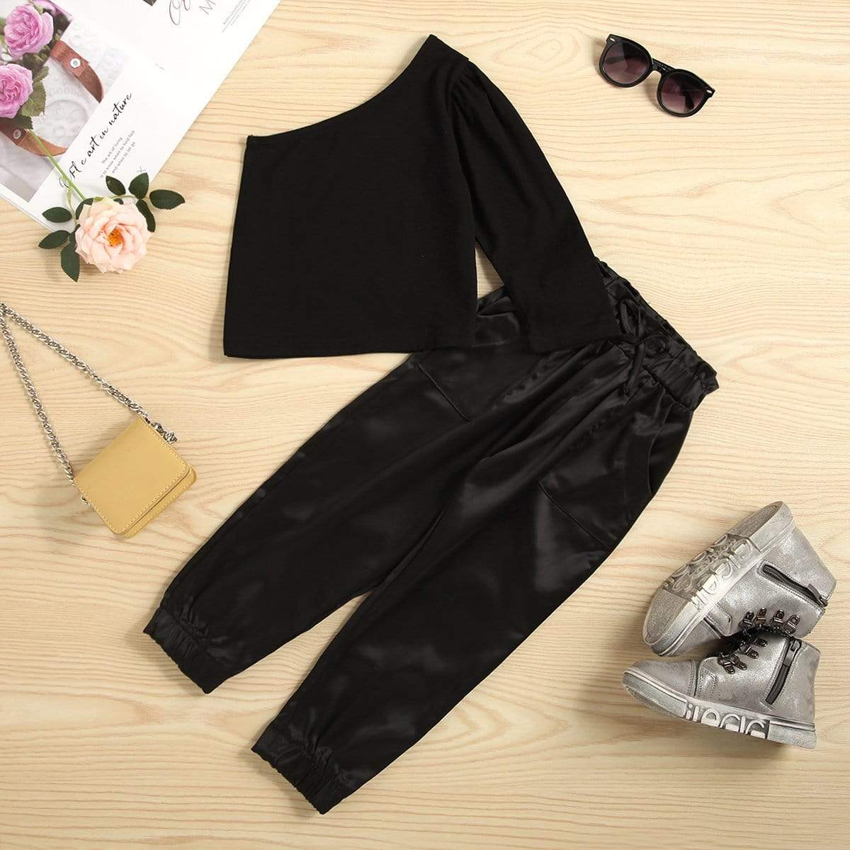 One Shoulder Top and Pants Set - Image 5
