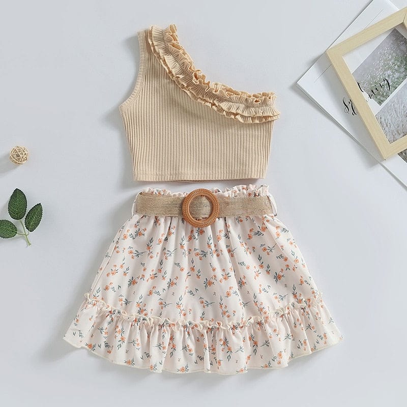 One Shoulder Top and Skirt Set
