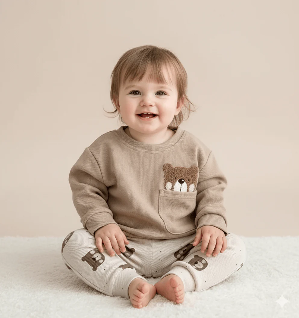 Peek-a-Boo Bear Pocket Sweatshirt & Pants Set - Image 2