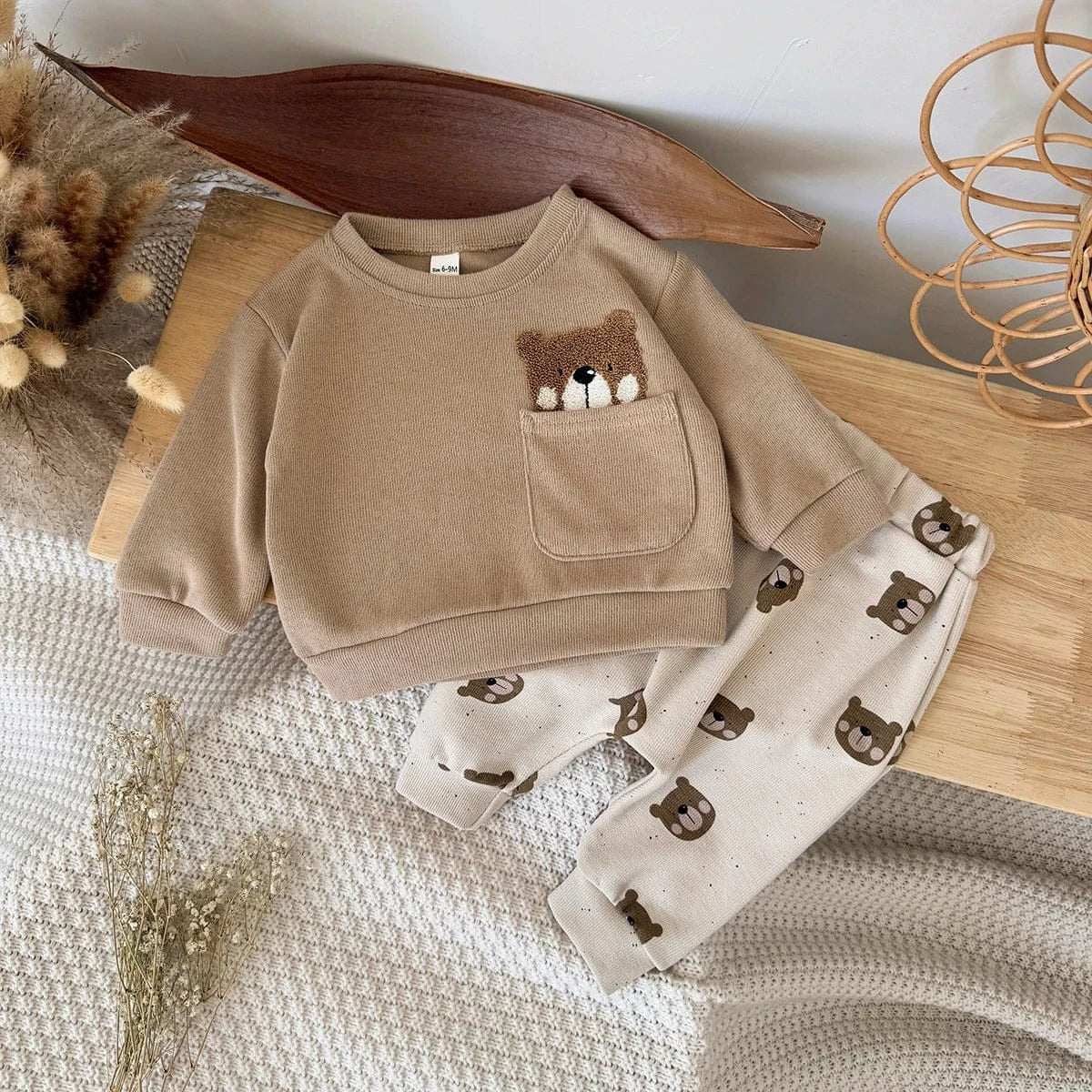 Peek-a-Boo Bear Pocket Sweatshirt & Pants Set - Image 3
