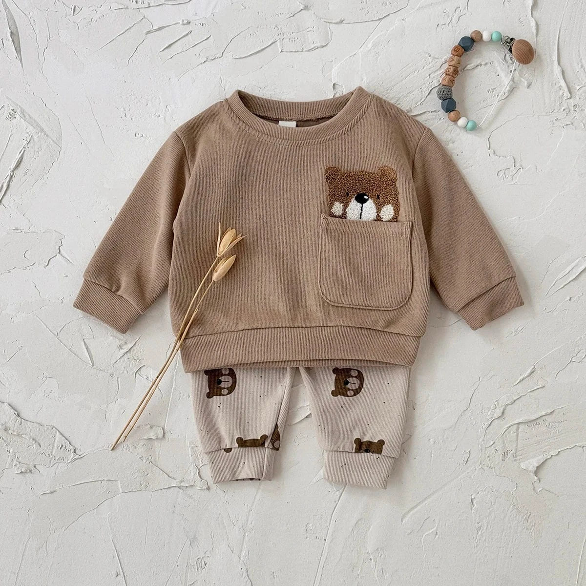 Peek-a-Boo Bear Pocket Sweatshirt & Pants Set - Image 6