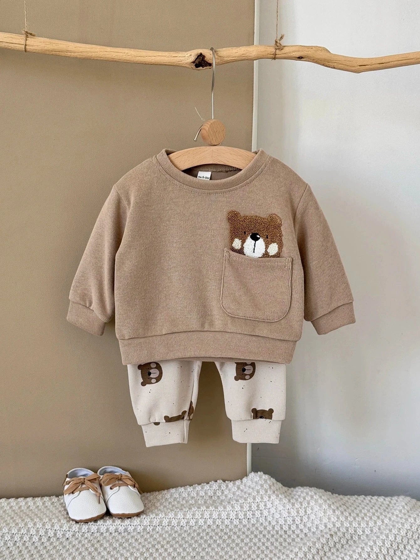 Peek-a-Boo Bear Pocket Sweatshirt & Pants Set - Image 8