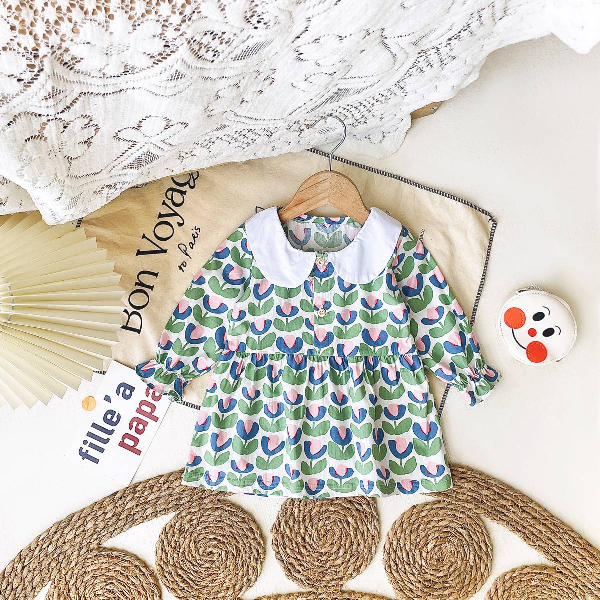 Peter Pan Collar Long Sleeve Floral Dress - Image 4