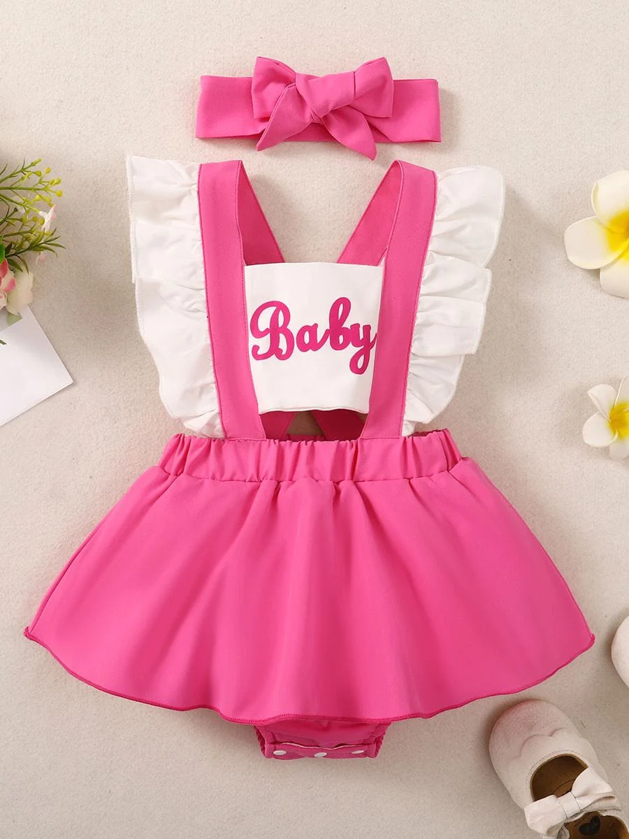 Pink Baby Romper with Headband - Image 2