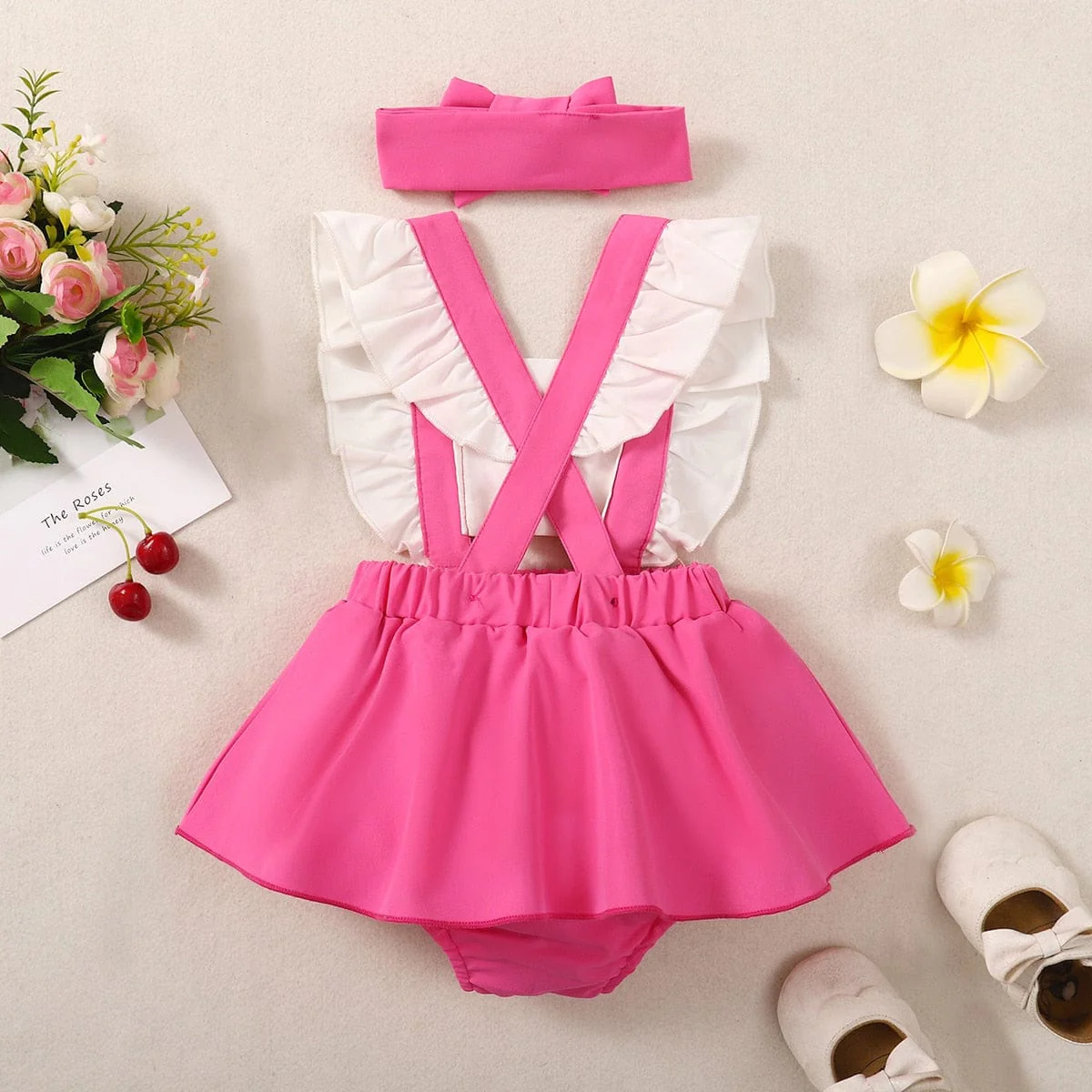 Pink Baby Romper with Headband - Image 4