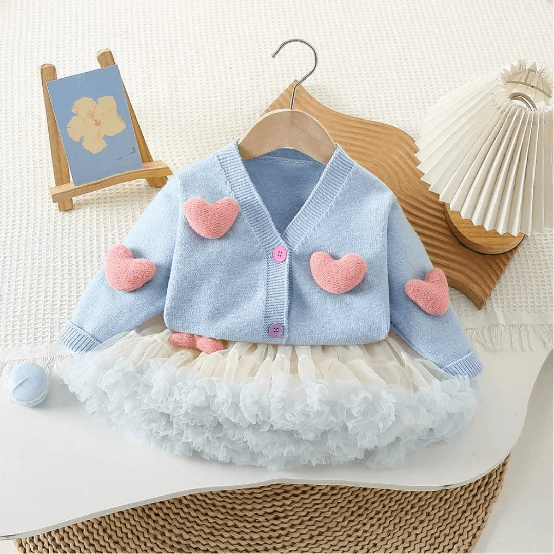 Pink Heart Cardigan and Tulle Skirt Set - Image 13