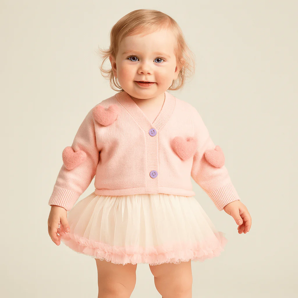 Pink Heart Cardigan and Tulle Skirt Set - Image 14